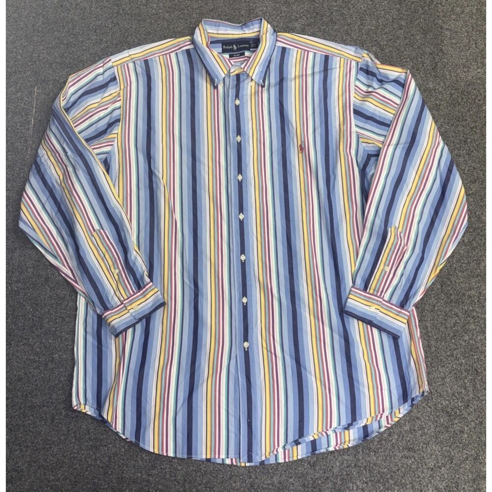 Ralph Lauren Blake Long Sleeve Button Down Striped Shirt Men's XLT